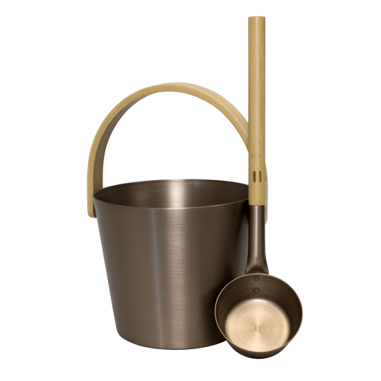 Rento Champagne Aluminum Sauna Bucket & Ladle Set